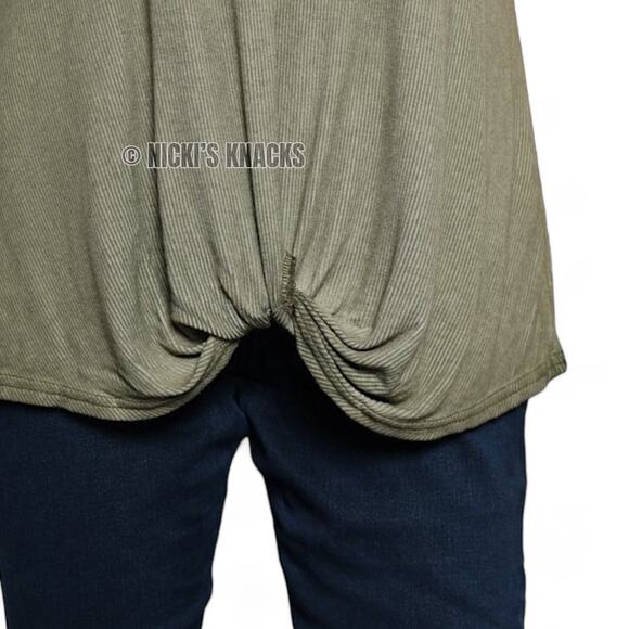 Stitch Fix Jane & Delancey Olive Green Dolman Knot Front Ribbed Top Size S - Picture 4 of 11